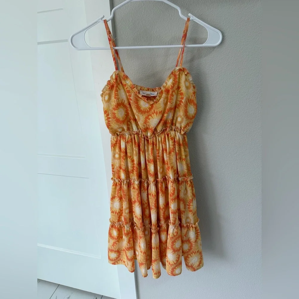 bailey blue Yellow and Orange Floral Sundress size medium - Picture 3 of 6
